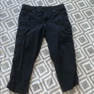 Black cargo capris, never worn